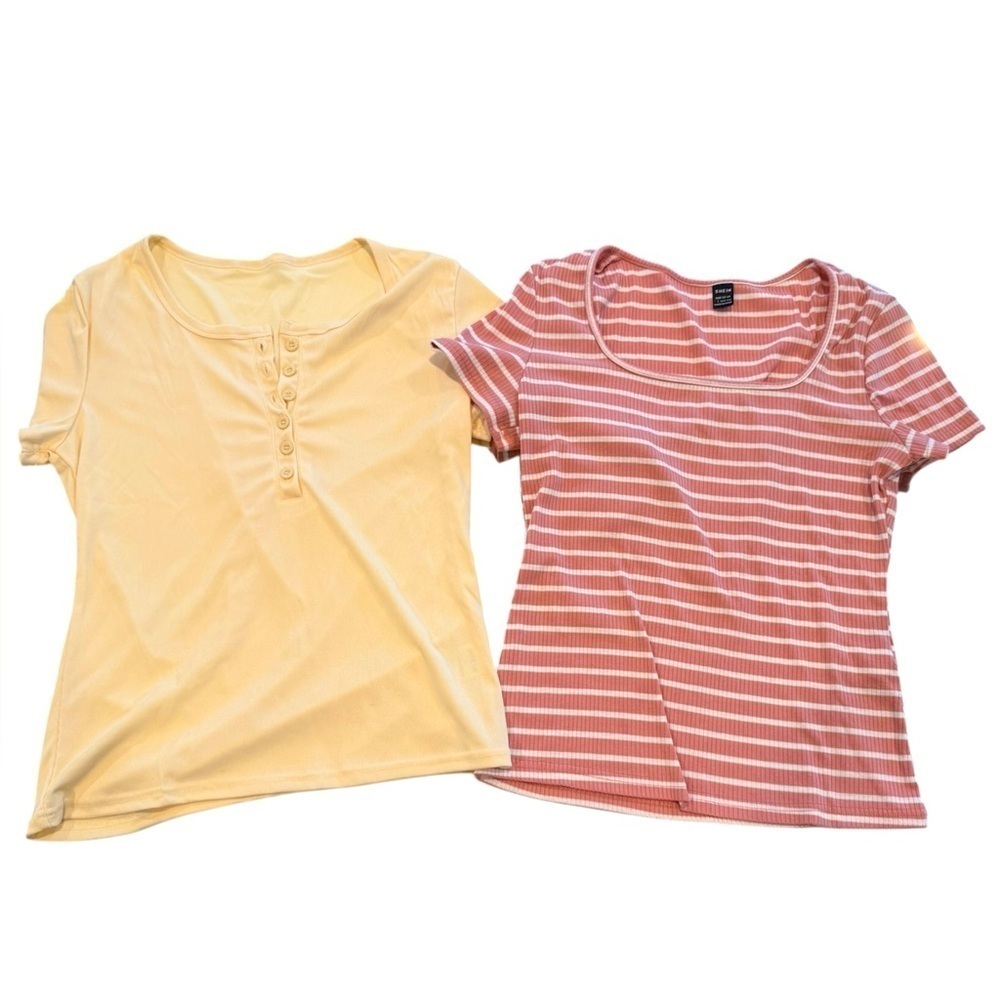 SHEIN Bundle 2 Women’s Tops Size Large . Cream button front & pink
